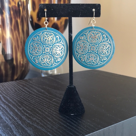 Teal Boho Earrings - Picture 1 of 4